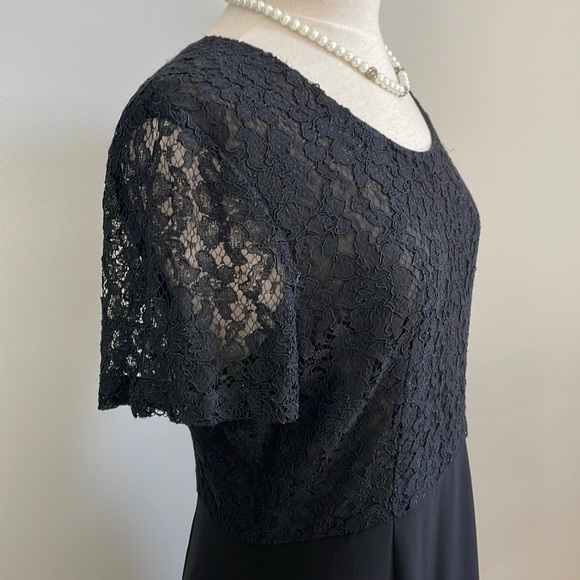 🇭🇰 Vintage Part Two Black Chiffon & Lace Midi Dress, Size 10 - Picture 5 of 12